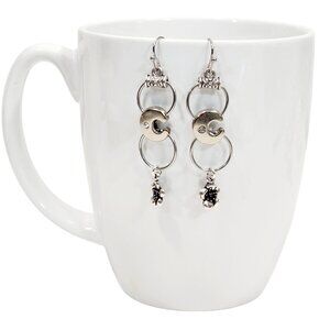 Alphabet Initial Letter C Earrings Silver Rhinestone Charms